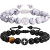 Náramky pre páry Čierne a biele korálky s krížikom
