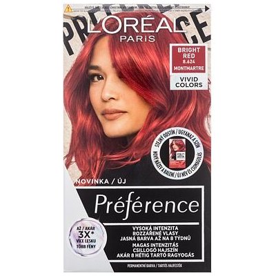L'Oréal Paris Préférence Vivid Colors barva na vlasy na barvené vlasy na všechny typy vlasů 60 ml odstín 8.624 Bright Red pro ženy