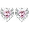 GRACE Silver Jewellery Stříbrné náušnice se srdíčkovým zirkonem - stříbro 925/1000 E-BSE802/220 Růžová