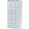 Alfa 3 Šatníková skrinka S6 na sokli s úložnými boxami, 12 boxov, 1920 x 900 x 500 mm, cylindrický zámok, sivé dvere