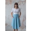 Ľanová sukňa s vreckami svetlo modrá Stela summer - XS