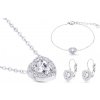 Biju Set z chirurgickej ocele, srdce vysadené čírym zirkónom 3001823-2 retiazka, náušnice a náramok