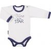EEVI Dojčenské body dl. rukáv zapínanie u krku Cosmos bílé s modrým lemem