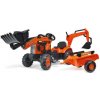 Falk šliapací traktor 2065N Kubota backhoe s predným bagrom a prívesom s otočným bagrom