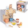 Drevený detský kávovar 2v1 shop barista set 26 doplnkov ECOTOYS