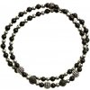 Unisex Glosery Wrap náramok, zirkónové disko gule, korálky z chirurgickej ocele a lesklý čierny achát 4mm Obvod zápästia: M 17 cm