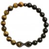 Pánsky Glosery náramok Pazúry s čiernymi zirkónmi, lesklý čierny achát a tigrie oko 8mm Farba: čierna, Obvod zápästia: M 17 cm