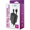 Vega SETTY sieťová nabíjačka 1x USB 3A čierna + USB-C kábel 1,0 m (GSM106087)