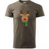 Jeleň so šálom - Klasické pánske tričko vyššej gramáže - 3XL ( Army )