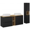 Comad Kúpeľňová zostava Nova Black so skrinkami a umývadlami 140 cm čierna/dub Evoke