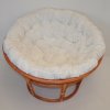 Ratanový papasan 110 cm koňak polster biely INDO
