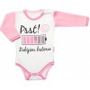 Body dlhý rukáv s vtipným textom Baby Nellys, Psst! Dobíjím baterie, holka, vel. 74, 74 (6-9m)