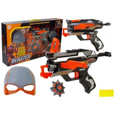 Lean Toys pištoľ s penovými nábojmi a maskou oranžovo čierna