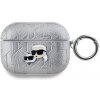 Karl Lagerfeld PU Embossed Karl and Choupette Heads Puzdro pre AirPods Pro - Silver KLAPPGKCPS