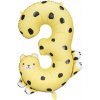 PartyDeco Fóliový balón číslo 3 gepard