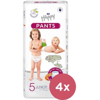 4x BELLA HAPPY Pants Nohavičky plienkové jednorazové 5 Junior (11-18 kg) 40 ks