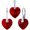Nádherný set Swarovski elements srdce sýtočervený SIAM 14mm