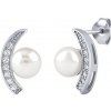 Silvego Strieborné náušnice ADELINA na puzetu s bielou prírodnou perlou FNJE0608-2-PRLPS