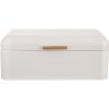 Chlebník WHITELINE – 42×24×16,5 cm, biely plech + bambusové veko, odklápacie veko