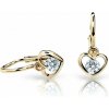 Detské náušnice Danfil srdiečka C1943 zo žltého zlata, White, zapínanie brizura