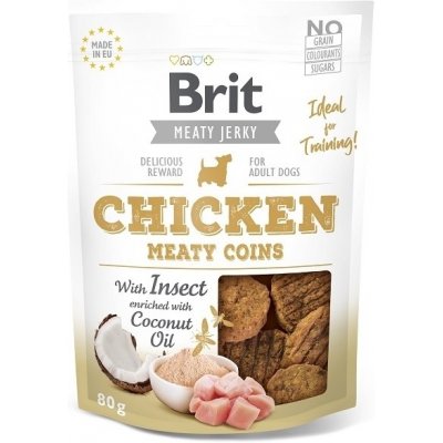 Brit maškrty Jerky Chicken with Insect Meaty Coins 80 g