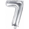 PartyDeco Fóliový balón Mini - Číslo 7 strieborný 35cm