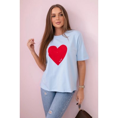 ! Kesi Cotton blouse with blue heart print šedá