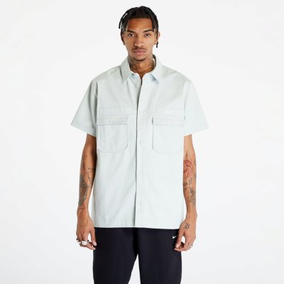 Nike Life woven Military short-sleeve button-down shirt light silver/ white