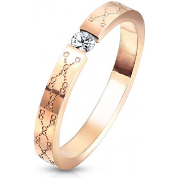 Šperky eshop Snubný prsteň z ocele číry zirkón medená farba jemné  gravírovanie F18.20 od 7,05 € - Heureka.sk