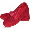 Červené čipkované TENISKY s mašľou, dierovaný vzor, veľkosť 32