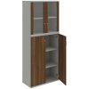 Policová skriňa Strong, 80x192x40 cm, orech/sivá - 1 kus - 1 KS - 4 - nie - 60 mesiacov - rovná - kombinovaná - Hobis - 2x sklenené a 2x plné - 80 cm - Strong - 40 cm - 192 cm - orech/sivá - 77.6 kilo