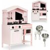 Ecotoys drevená detská kuchynka s príslušenstvom - ružová Ecotoys