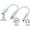 PremiumCord Převodník USB-C na audio konektor jack 3,5mm female + USB typ C konektor pro nabíjení ku31zvuk02