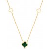 Lillian Vassago Zlatý náhrdelník s malachitom, štvorlístky LLV31-GN039
