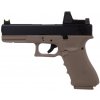 Raven Airsoftová pištoľ EU8 s kolimátorom, dávka, kovový záver, plyn, blowback - TAN