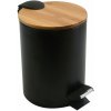 Spirella pedálový odpadkový kôš Adonis, matný čierny, oceľ, bambusové veko, 5 l