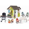 Set domček pre záhradníka so stolom KidTable Garden House Smoby rozšíriteľný s 3 stoličkami KidChair s grilom a potravinami