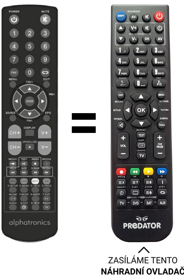Diaľkový ovládač Predátor Alphatronic R-15eWDSB R-19eWDSB R-22eWDSB R-24eWDSB S-17eSHB S-19eSHB S-22eSHB