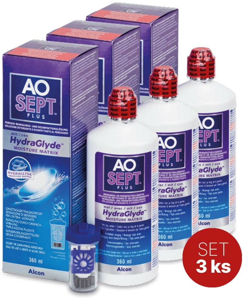 Alcon AOSEPT Plus HydraGlyde 3 x 360 ml s puzdrom