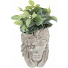 Clayre & Eef Šedý antik cementový kvetináč hlava ženy s kvetmi - 27*22*31 cm - Clayre & Eef