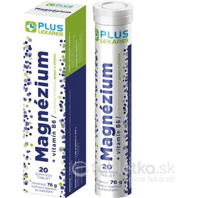 PLUS LEKÁREŇ Magnézium + vitamín B6 grep a citrón 1x20tbl eff