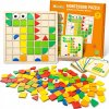 Logická hra Skladačka Karty Montessori Tangram Puzzle Doskové kocky 128
