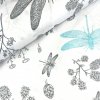 Bavlnená látka biela - Tyrkysové vážky