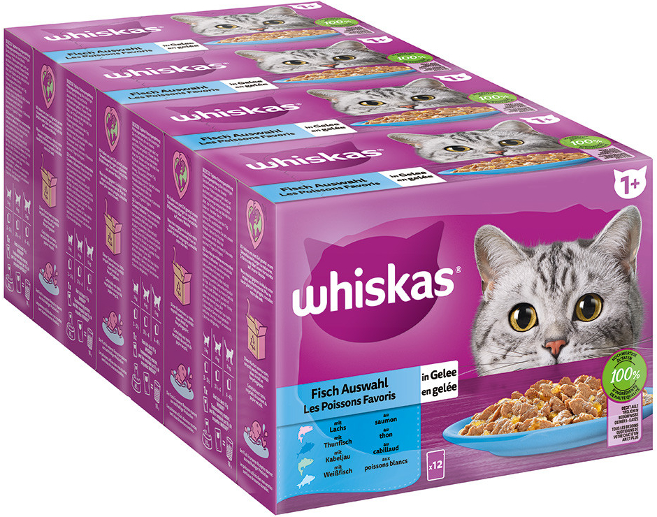 Whiskas 1+ Adult rybí výber v želé 144 x 85 g