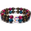BudNej náramky pre páry DISCO BALL Swarovski z tigrieho oka a obsidiánu s mantrou MN3069