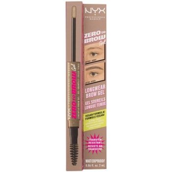 NYX Professional Makeup Zero To Brow barevný gel na obočí 03 Taupe 2 ml