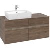 VILLEROY & BOCH Collaro závesná skrinka pod umývadlo na dosku (umývadlo vľavo), 4 zásuvky, s LED osvetlením, 1200 x 500 x 548 mm, Arizona Oak, C129B0VH