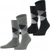 Pánske ponožky Burlington Everyday Argyle 2-Pack Black Grey Veľkosť: EUR 40-46