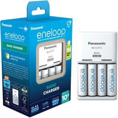 Panasonic Eneloop Basic Charger + 4x 1900mAh K-KJ51MCC40E