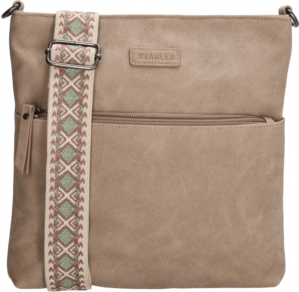 Beagles Malaga dámska crossbody taška s dekoratívnym popruhom taupe